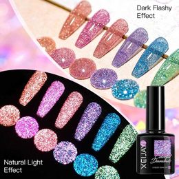 Nail Gel 6 pieces of nail polish photo glue crystal dry flower gel semi permanent UV art Q240507