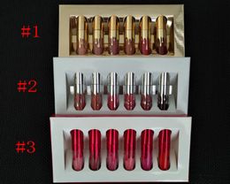 Gold lip gloss Birthday Limited Edition Holiday Matte Lipstick Valentine Lip gloss Mini Kit Lip Cosmetics 6 Colours set DHL6889874