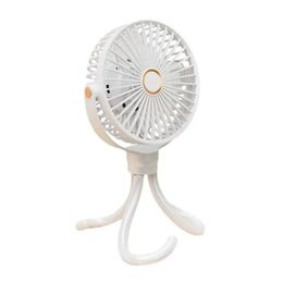 Stroller Fan Clip On For Baby 5-Speed Flexible Tripod Outdoor Fan With Night Light Quiet Handheld Travel Fan For Car 240423