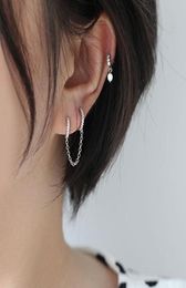 Stud 1Piece Unusual Double Piercing Chain Women Earrings Stainless Steel Jewellery For 2022 Ear Cuffs Christmas GiftStud8513704