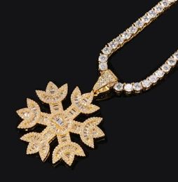 Mens Womens Baguette Snow Shape Diamond Out Pendant Necklace Gold Silver BlingBling Cubic Zirconia Necklaces Jewelry293D8727241