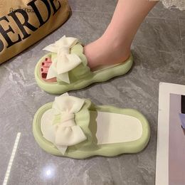 Slippers Women's 2024 Soft Sole Anti Slip Cute Bow Sweet For Travelling And Vacation Fashion Paired With Beach Shoes