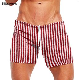 Men's Shorts Pinstripe Men Summer Casual Solid Colour Drawstring Sports Short Pants Beach Vacation Surfing Male Pant Large Size 3xl