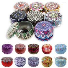 Storage Bottles 1Pcs 40ml Scented Candle Tin Jars For DIY Making Floral Metal Case Dry Spices Camping Party Favor And Sweets