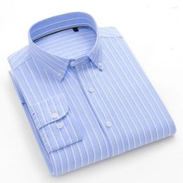 Men's Dress Shirts Mens 100 Cotton High Quality With Pocke Striped Plaid Oxford Long-sleeved Shirt For Men Clothingshirtsfor