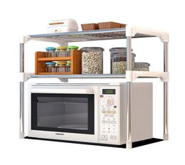 Hooks Rails Over The Rack Stainless Steel Storage Bath Shelf Kitchen Tableware Microwave Oven Stand Home Office Organiser Holder5714709