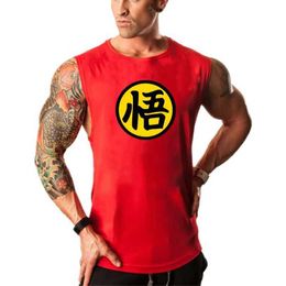 Men's Tank Tops Japanese Anime Wu Font Funny Gym Clothing Mens Sports Tank Tops Fitness Vest Bodybuilding Slveless Shirt Muscle Singlets Y240507