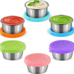 Take Out Containers 1pc Salad Dressing Container With 1.35oz/40ml Reusable Stainless Steel Cup And Leakproof Silicone Lids For Lunch Box