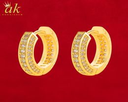 Aokaishen Iced Single Hoop Earring For Women Gold Colour Bling Cubic Zircon Charms Hip Hop Jewelry6418178