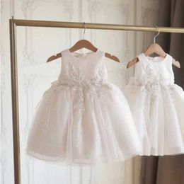 Christening dresses Princess Cake Dress White Lace Baby 1st 2nd Birthday Childrens Clothing Girls Wedding Ball Shower Matching Q240507