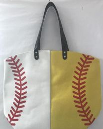 2021 canvas Outdoor beach sports half baseball half Softball Baseball Tote Football shouder bags Girl Volleyball Totes Storage Bag4802674