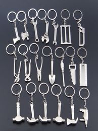 Portable keychain Home Essential Tools Stainless Key Chain Rings Creative Mini Axe Saw Wrench Hammer Shape Keyring Birthday Gift3450102