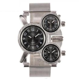 Oulm Brand Large Dial Quartz Military Mens Watch Accurate Travel Time Watch Comfortable Stainless Steel Band Masculine Wristwatche4737028