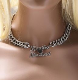 Custom Name 13MM Alloy Cuban Link chain Namplate love heart Stainess Steel Women Mens choker Cz Punk Miami Link Bling Bling Hip Hop Jewelry For Gift
