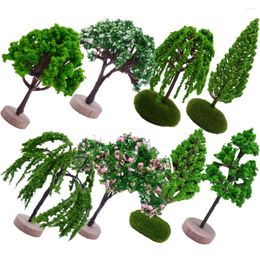 Decorative Flowers 8 Pcs Micro Landscape Tree Trees For Model Train Mini Sand Table Artificial Scenery Plants Miniature Fake Desk Decoration