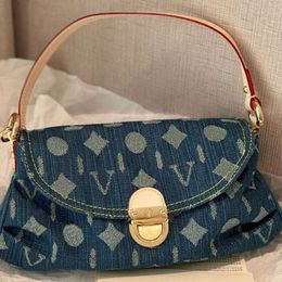 Evening Bags Denim Blue Handbags Women Vintage Designer Shoulder Jeans Undershoulder Hobo Purse Clutch Totes Old Flower V Handbag Crossbody Bag