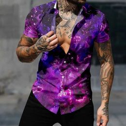 Men's Casual Shirts Casual Hawaiian Shirt Men Fashion Space Tie-Dye Strtwear Tops Y2k Harajuku 3D Print Cozy Short Slve Beach Men Clothing Y240506