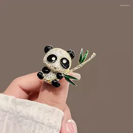 Brooches Fashion Rhinestone Cute Bamboo Panda For Women Clothing Coat Jewellery Party Accessries Gifts