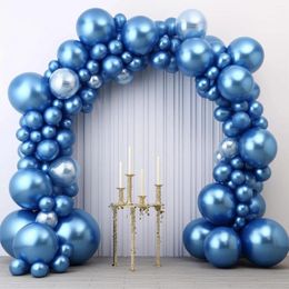 Party Decoration 117pcs Set 12 Inch Blue Latex Birthday Balloons 32.8ft Aluminium Foil Streamers Decorations Balloon