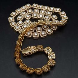 8Mm Hiphop Iced Out Necklace For Rapper Sterling Sier Cluster Sparkling VVS Moissanite Tennis Chain
