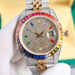 Diamond Rainbow Circle Watch Mens Automatic Mechanical Watches 41mm Sapphire With Diamond-studded Steel Bracelet Women Wristwatches Montre de Luxe