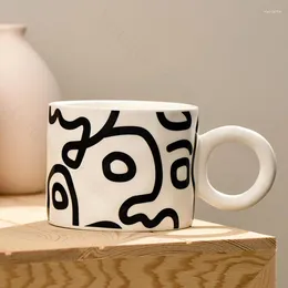 Mugs European Style Graffiti Face Ceramic Mug Personality Home Afternoon Tea Breakfast Milk Cups Concentrated Coffee