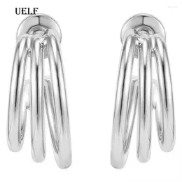 Hoop Earrings Golden Color Big Korean Geometry Metal For Women Female Retro Chrismas Earring 2024 Trend Fashion Jewelry