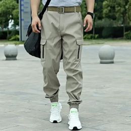 Loose Long In Casual Cargo Pants Man Korean Style Cotton Trousers for Men Wide Straight Baggy Camo Streetwear Polyester Sale 240428