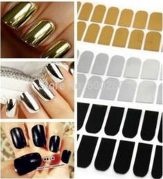 Whole Smooth Nail Art Beauty Sticker Patch Foils Armour Wraps Decoration Decal Black Silver Gold 2015 New 253s8662403