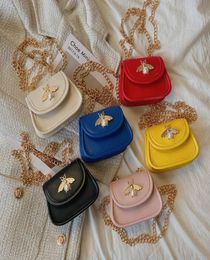 INS Kids bees purse 2022 girls metal chain oneshoulder saddle bag designer children messenger princess bags child mini wallet A839508559