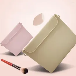 Storage Bags Silicone Cosmetic Bag Dustproof Makeup Brush Magnetic Closure Phone Mirror Tool