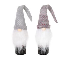 30 Pcs Christmas Cover Long Hat Plush Gnome Wine Bottle Cap Topper Holiday Dining Table Decorations Whole X23792014