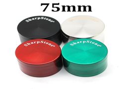 SharpStone Herb Grinder Zinc Alloy Smoking accessories round Flat Grinders Tobacco Sharp stone 4 Layers 75mm Big Size for water bo6711955