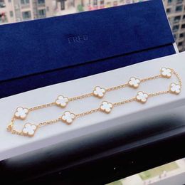 Designer charm Van High Version Lucky Clover Ten Flower Necklace V Gold Thickened Plating 18K Natural Black Agate Live Broadcast Jewellery