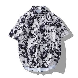 Men's Casual Shirts HAIBINZOULU Mens Short Slved Shirt Summer Trend Loose Beach Shirt Floral Top POLO Shirt Y240506