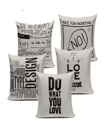 Custom Cushions Black White Elegant Letter Cushion Cover Decorative Pillows For Sofa Home Bubble Chair Woven Linen Throw Pillow8590268