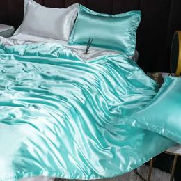 Bedding sets Mulberry silk bedding bedding with down duvet cover pillowcase luxurious satin bedding solid color large full size J240507