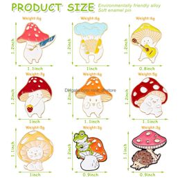 Pins Brooches Mushroom Pin Cute Cartoon Gift Alloy Brooch Guitar Cat Frog Hedgehog Plant Welcome Back To School For Backpack Clothes Ot4Kt