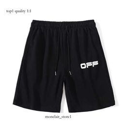 Off Whiteshirt Warning Line Adhesive Strip Slogan Arrow Mens And Womens Shorts Striped Terry OW Couple Casual Capris Off Whitesdesigner Shorts 3696