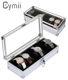 Cymii Watch Box Case 6 Grid Insert Slots Jewellery Watches Display Storage Box Case Aluminium Watch Jewellery Decoration4708939