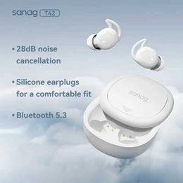 Cell Phone Earphones Sanag T42 Sleep Headphones Wireless Bluetooth Headphones Bluetooth 5.3 Mini In Ear Dual Mic Wearable Headphones for Sleep J240508