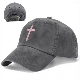 Ball Caps Pink Cross Baseball Cap Jesus Running Washed Trucker Hat Men Cute Design