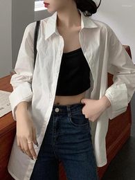 Women's Blouses Circyy Shirt Women Blouse Office Lady Tops Long Sleeve Cotton Casual White Turn Down Collar Button Up Shirts Oversized