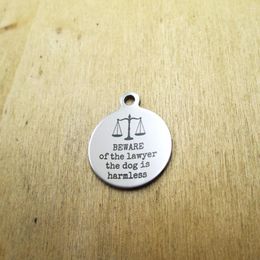 Pendant Necklaces 20pcs/lot--Beware Of The Lawyer Stainless Steel Charms Laser Engraved DIY Pendants