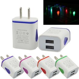 USB Wall Charger Dual Port 5V 2A Adapter Output Travel Plug Power Adapter Universal Compatible USB for Phone/Tablet EU US Plug