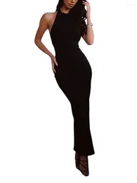 Casual Dresses Summer Halter Dress For Women Y2k Cutout Bodycon Mini Sexy Backless Low V Cut Wrap Party Cocktail Prom