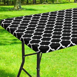 Table Cloth Rectangular Tablecloth Waterproof Elastic Wipeable Foldable Cover Decor Outdoor Garden Picnic Camping