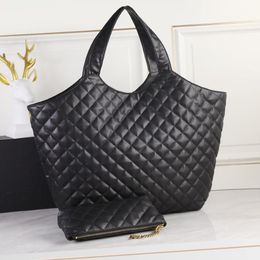 Top Tier Mirror Quality Shopping Bag Real Leather Lambskin Quilted Tote Luxury Designer Women Black Purse Shoulder Gold Chain Bag 229L