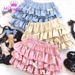 Skirts Mikumn Harajuku Sweet Bow Ruffles Mini Skirt Japanese Cute Y2k Elastic Waist Fluffy Pleated Lolita Kawaii Cake