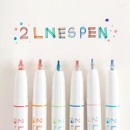 Colored Two-color Highlight Marker Three-dimensional Color Pen Gel Set 0.5mm Diary Stationery Office School Supplies